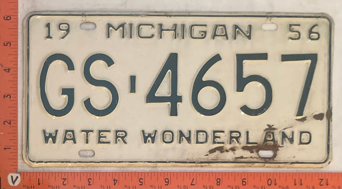 1956 Michigan #GS-4657 Passenger License Plate