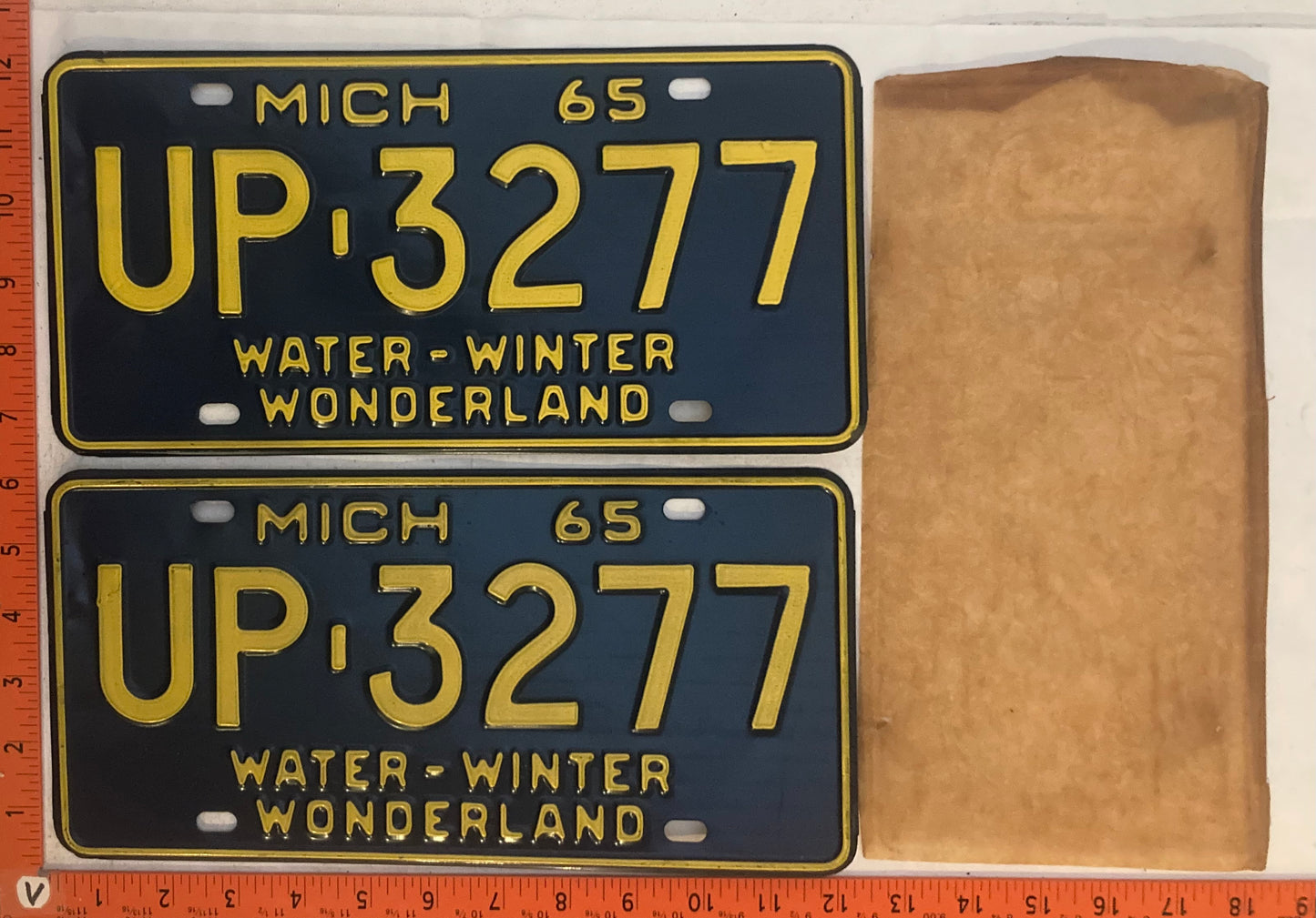 1965 Michigan #UP-3277 Passenger License Plate (Pair)
