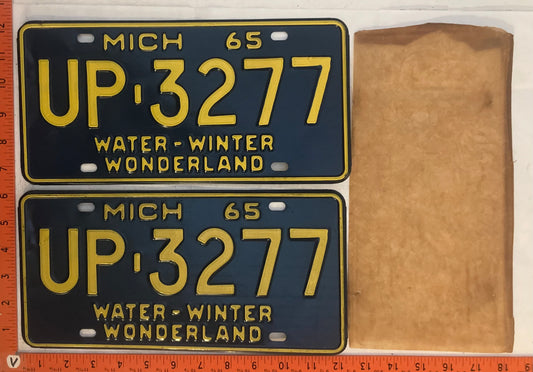 1965 Michigan #UP-3277 Passenger License Plate (Pair)