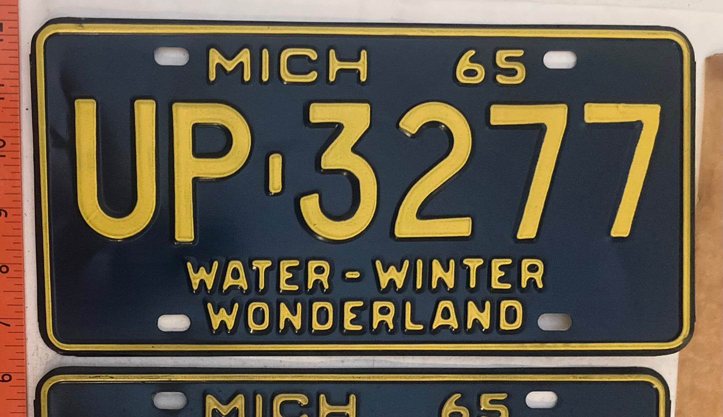 1965 Michigan #UP-3277 Passenger License Plate (Pair)