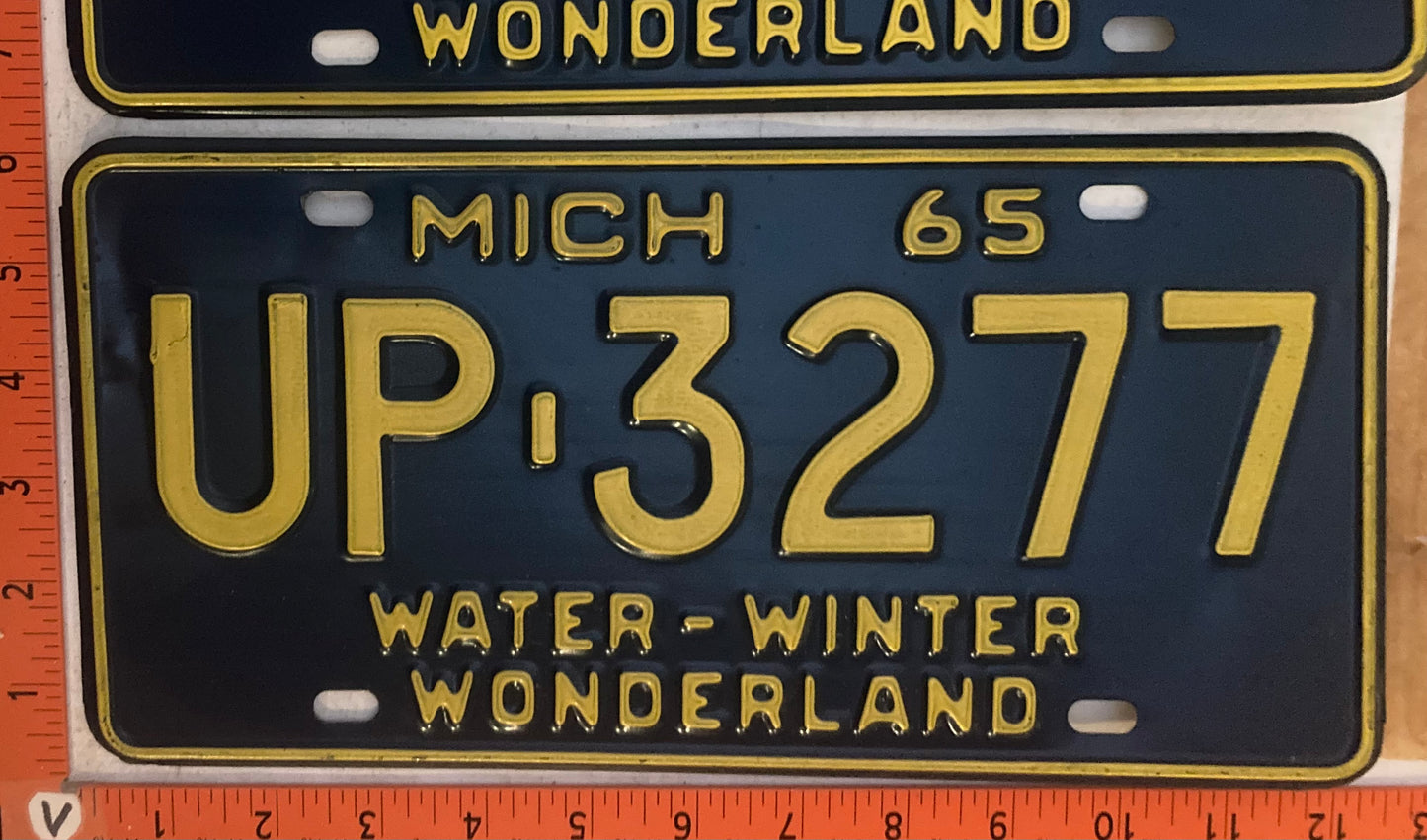 1965 Michigan #UP-3277 Passenger License Plate (Pair)