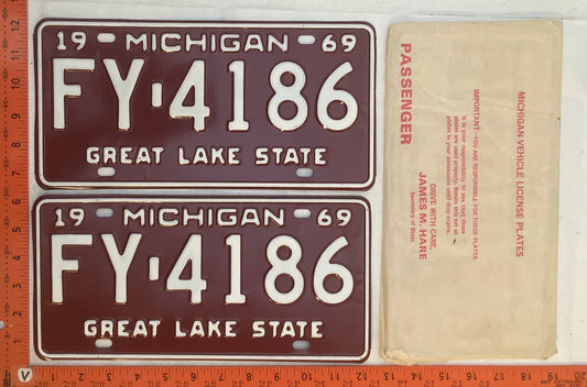 1969 Michigan #FY-4186 Passenger License Plate (Pair)