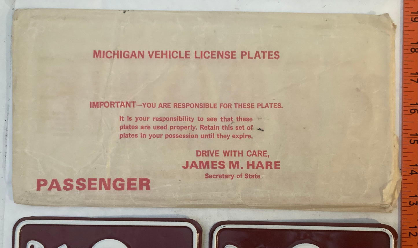 1969 Michigan #FY-4186 Passenger License Plate (Pair)