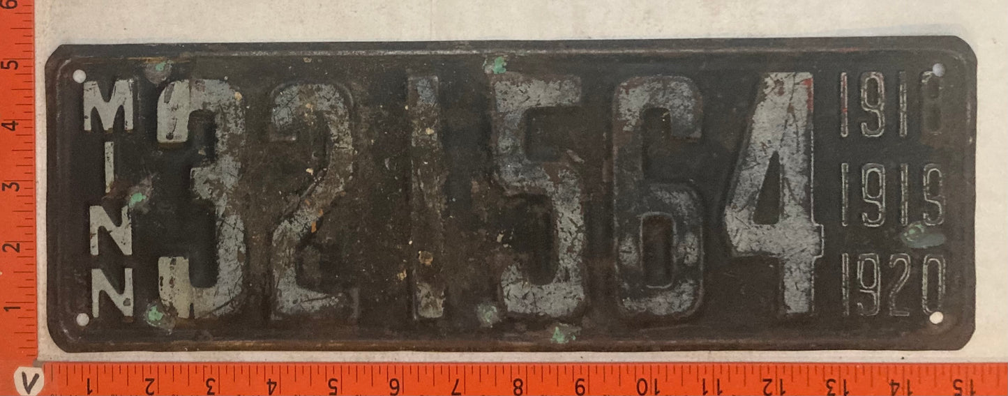 1918-1919-1920 Minnesota #321564 Passenger License Plate