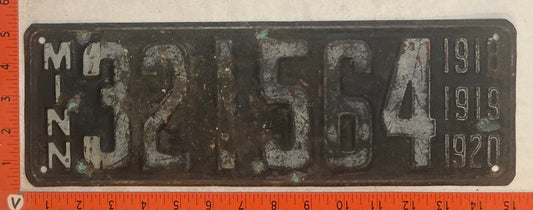 1918-1919-1920 Minnesota #321564 Passenger License Plate