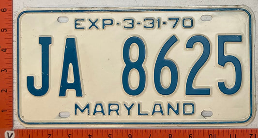 1970 Maryland #JA 8625 Passenger License Plate