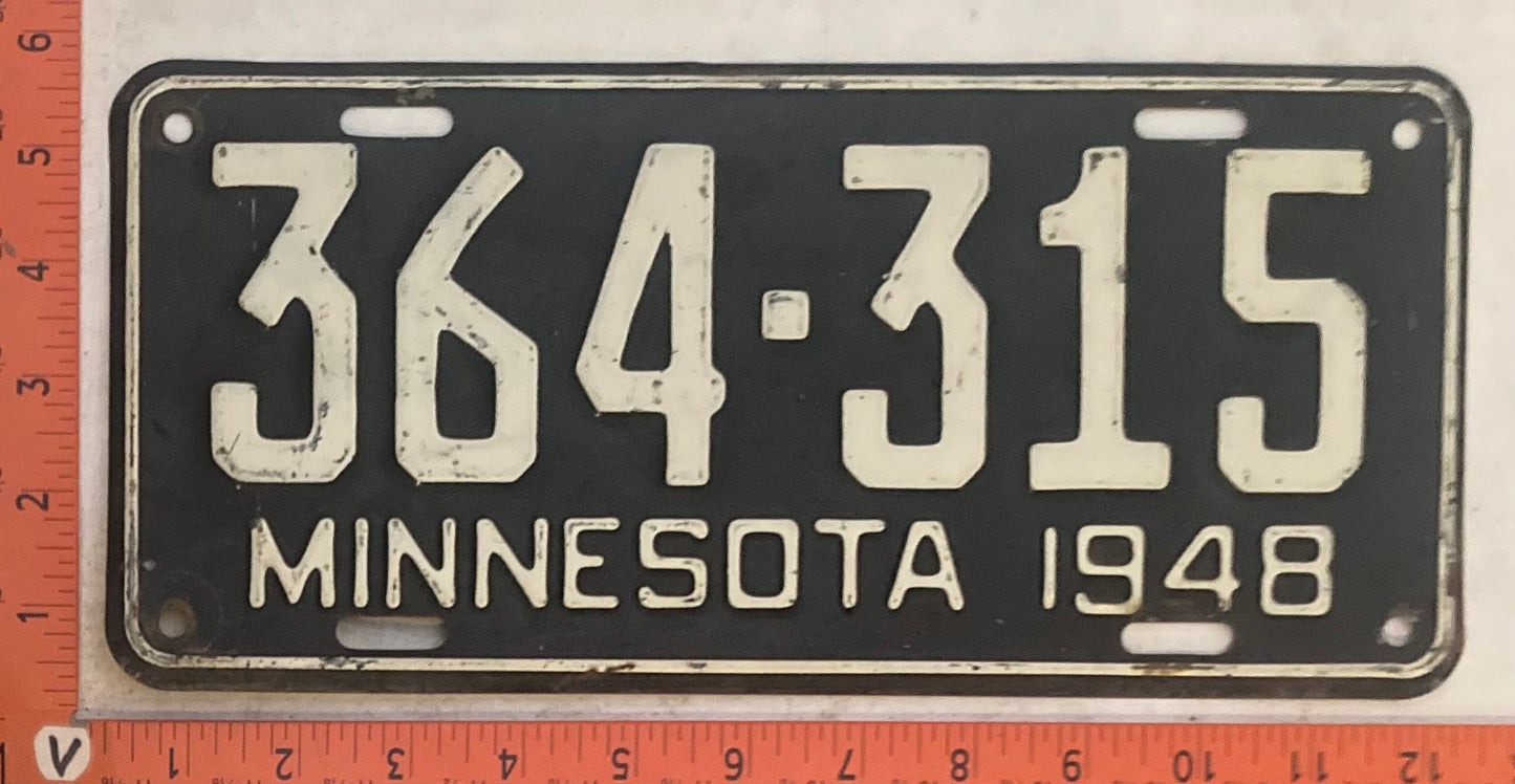 1948 Minnesota #364-315 Passenger License Plate