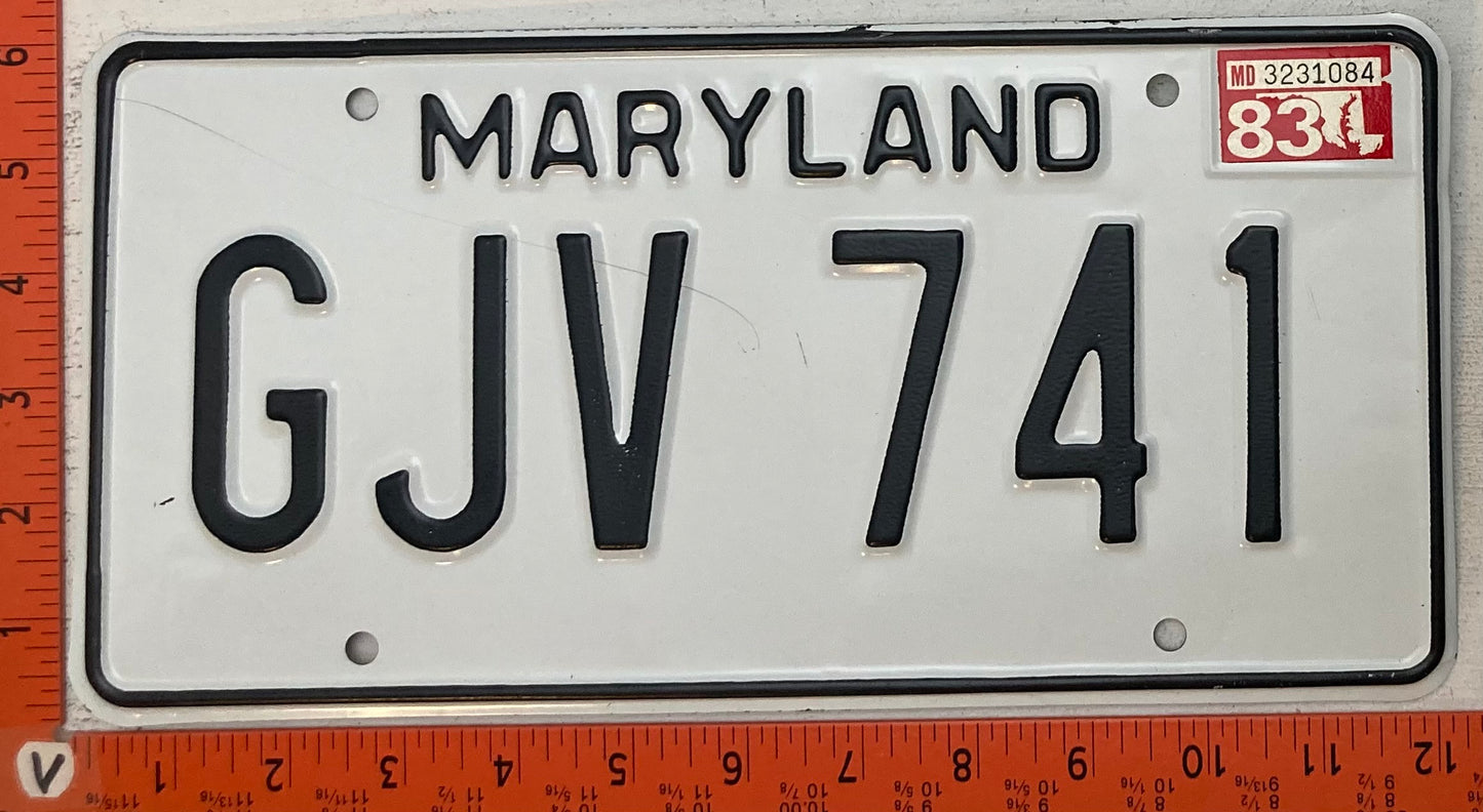 1983 Maryland #GJV 741 Passenger License Plate