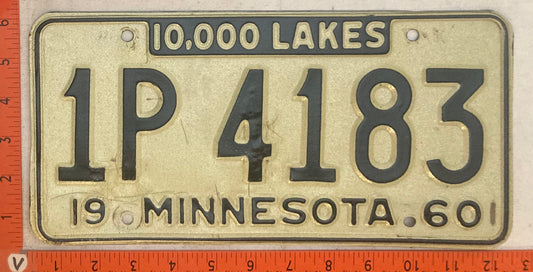 1960 Minnesota #1P 4183 Passenger License Plate