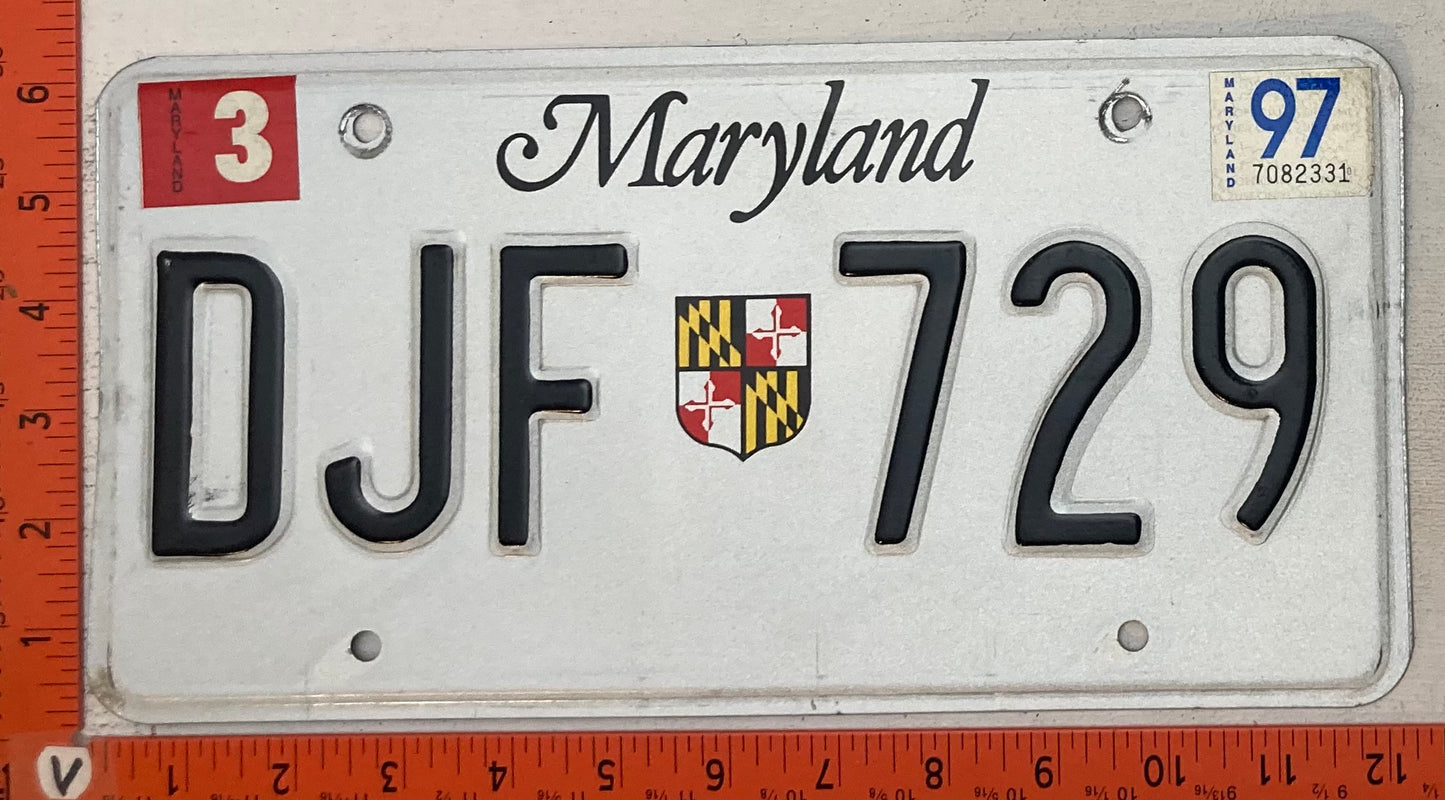 1997 Maryland #DJF 729 Passenger License Plate