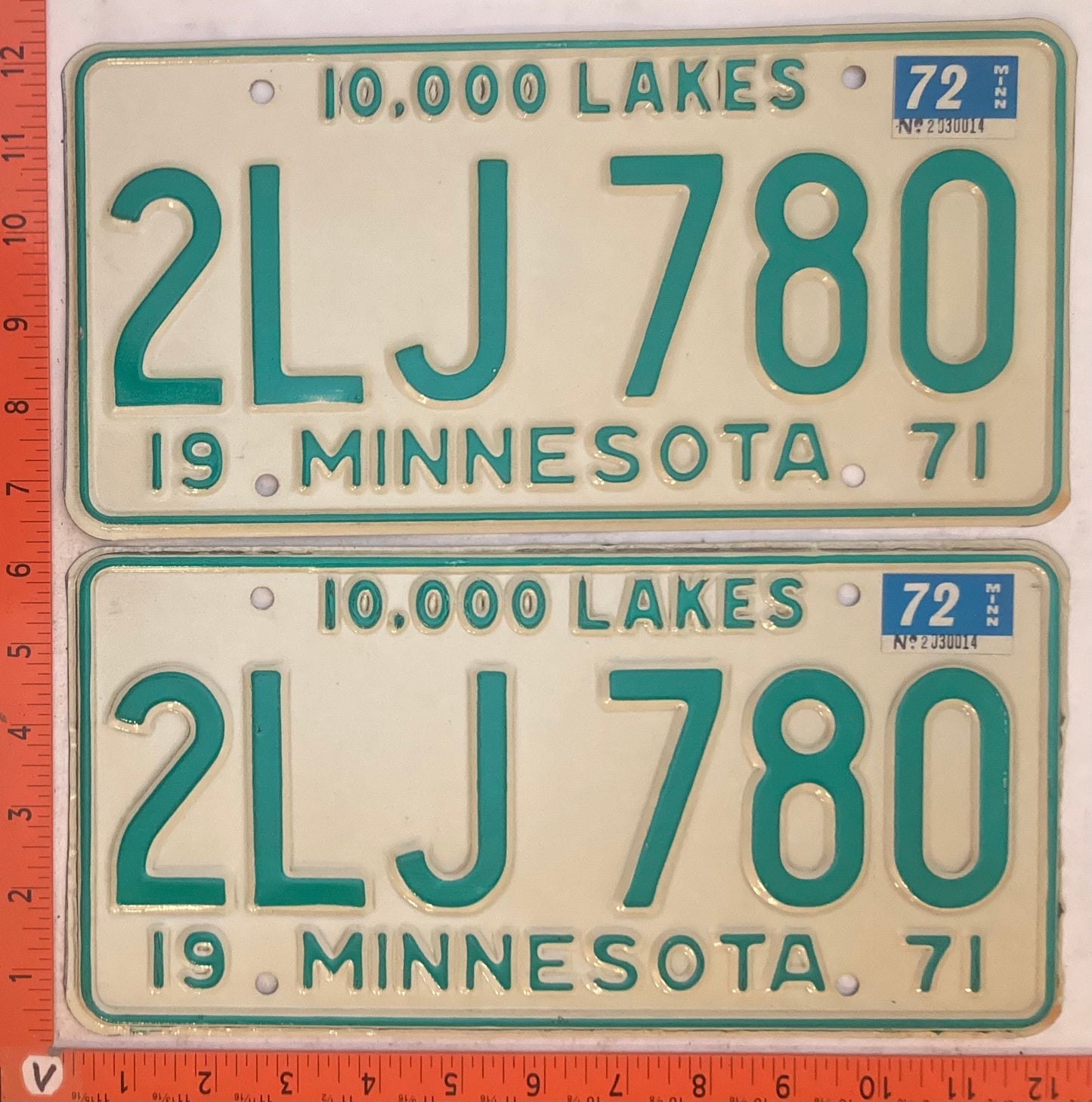 1972 Minnesota #2LJ 780 Passenger License Plate (Pair)