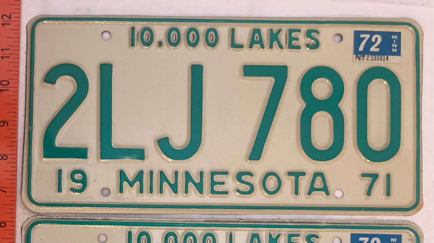 1972 Minnesota #2LJ 780 Passenger License Plate (Pair)