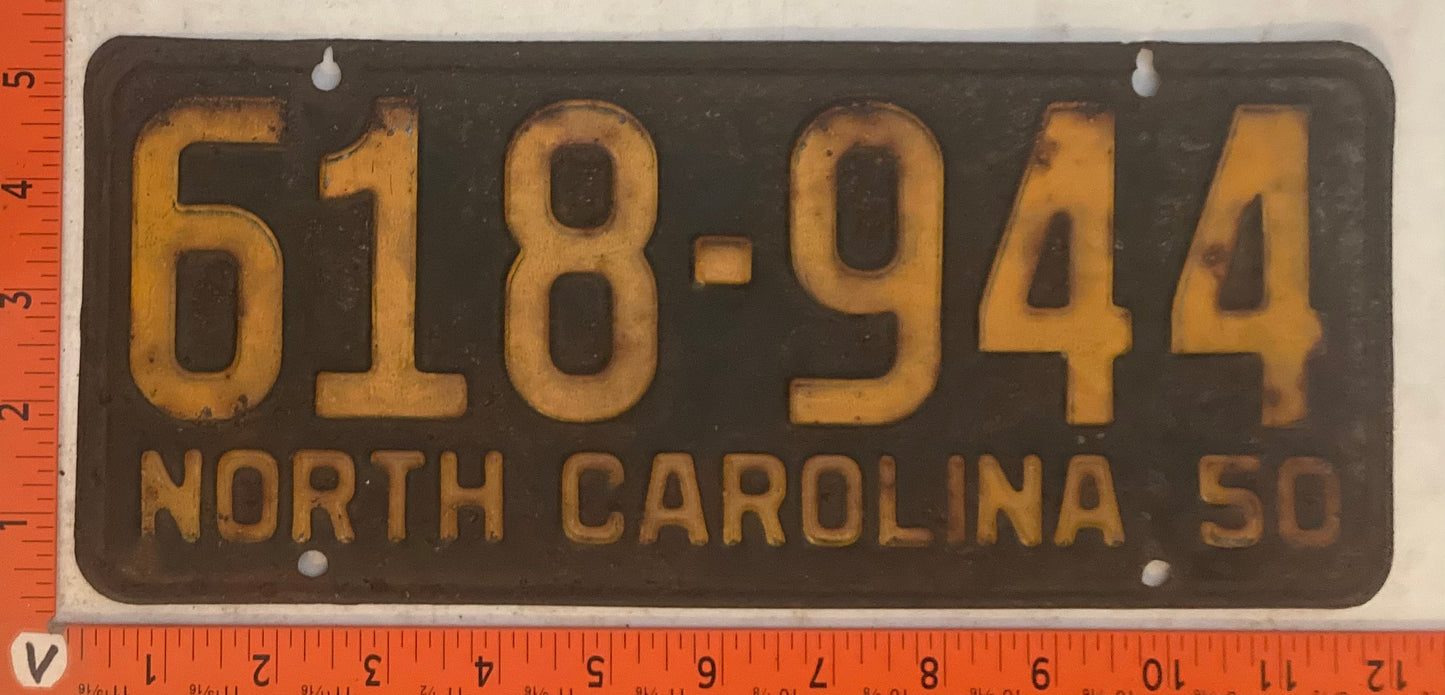 1950 North Carolina #618-944 Passenger License Plate