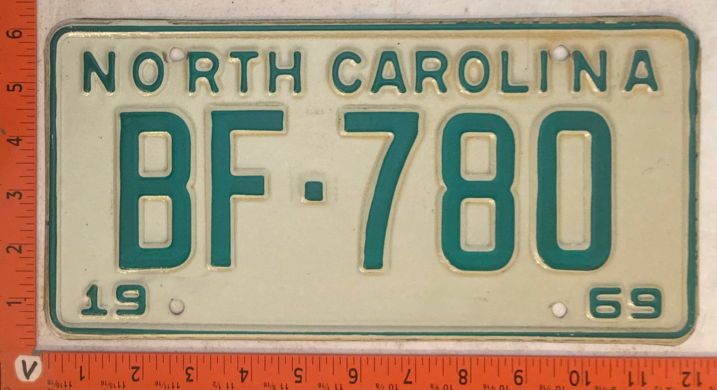 1969 North Carolina #BF-780 Passenger License Plate