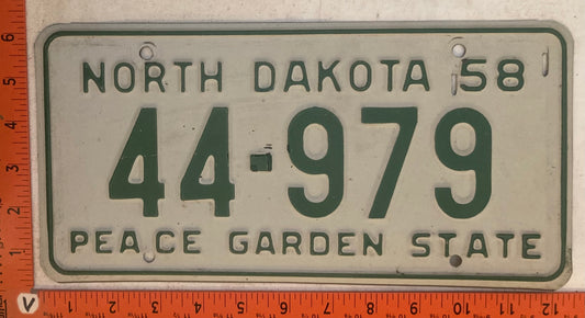1958 North Dakota #44-479 Passenger License Plate