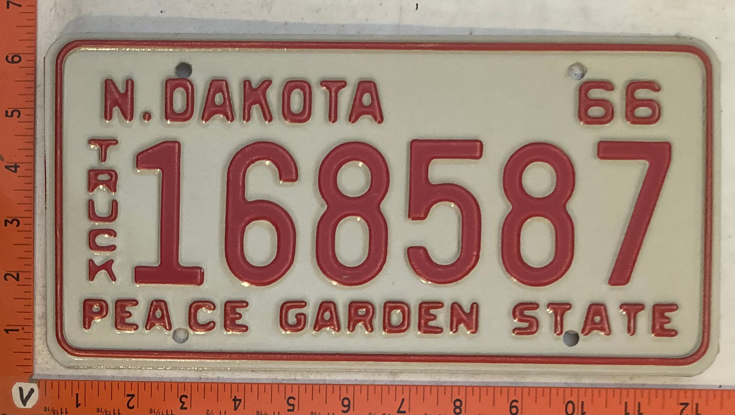 1966 North Dakota #168587 License Plate