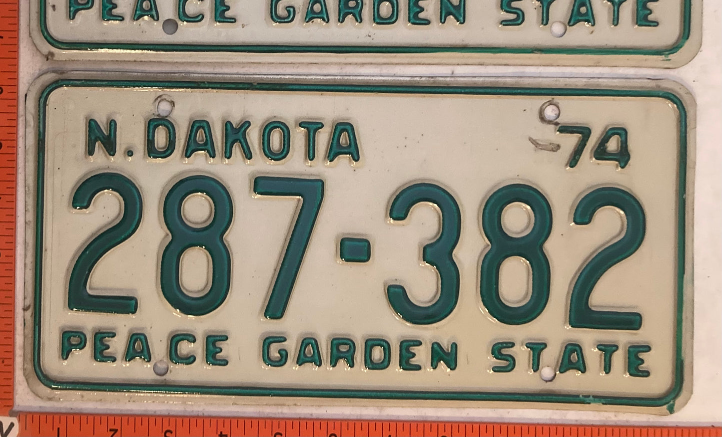 1974 North Dakota #287-382 Passenger License Plate (Pair)
