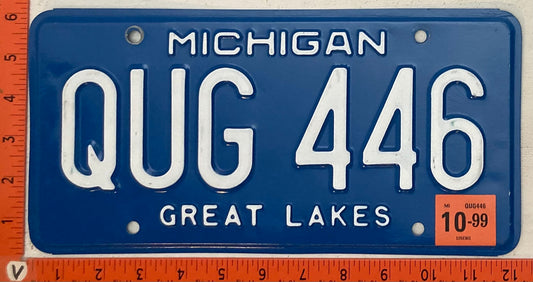 1999 Michigan #QUG 446 Passenger License Plate