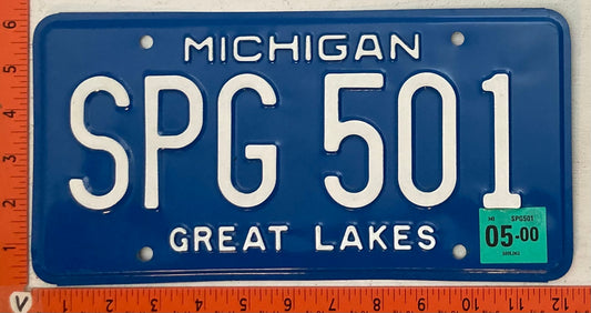 2000 Michigan #SPG 501 Passenger License Plate