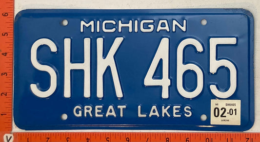 2001 Michigan #SHK 465 Passenger License Plate