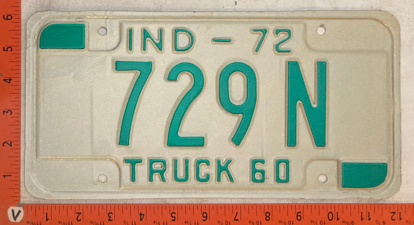 1972 Indiana #729N Truck License Plate