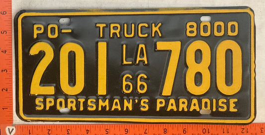 1966 Louisiana #201 780 8,000 Pound Truck License Plate