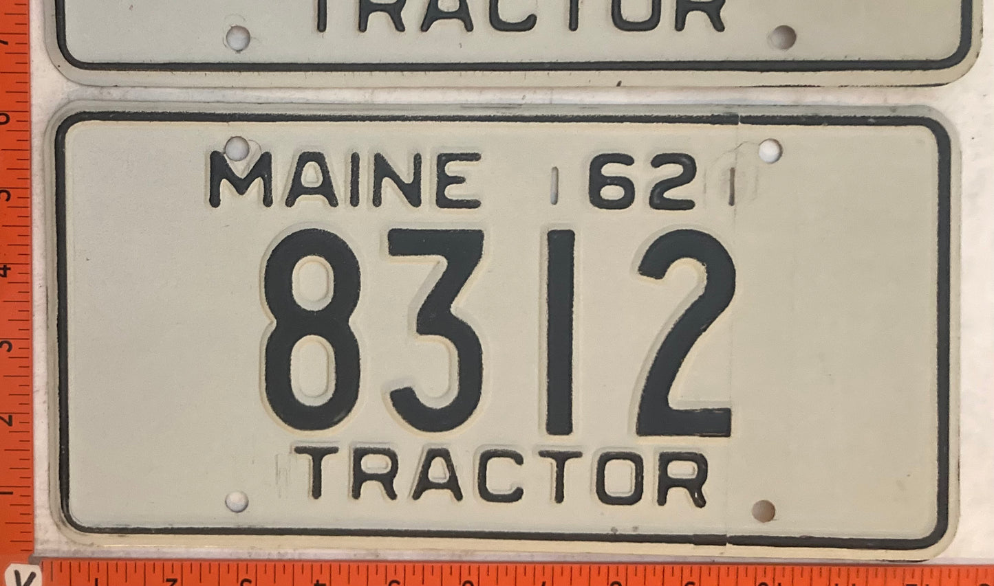 1962 Maine #8312 Tractor License Plate (Pair)