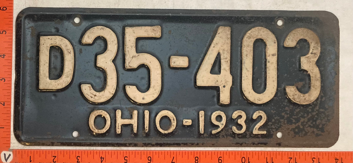 1932 Ohio #D35-403 Passenger License Plate