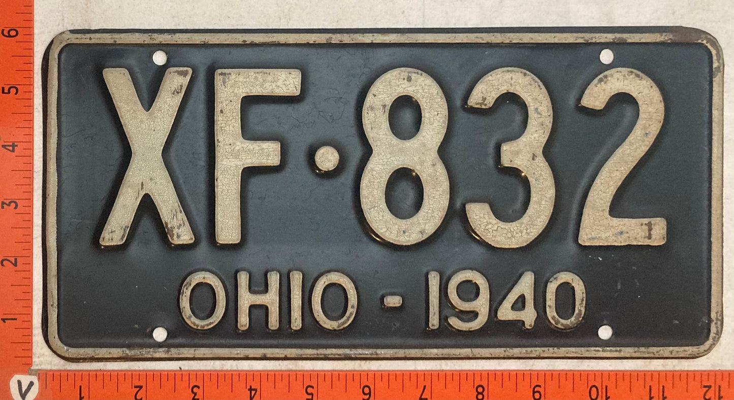1940 Ohio #XF-832 Passenger License Plate
