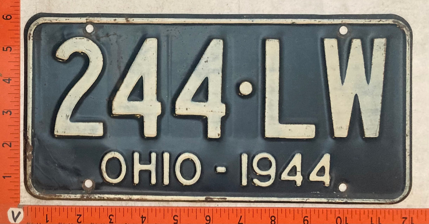 1944 Ohio #244-LW Passenger License Plate