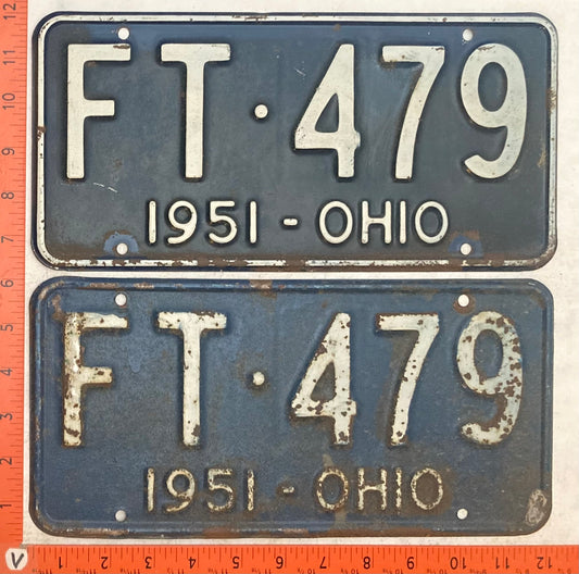 1951 Ohio #FT-479 Passenger License Plate (Pair)