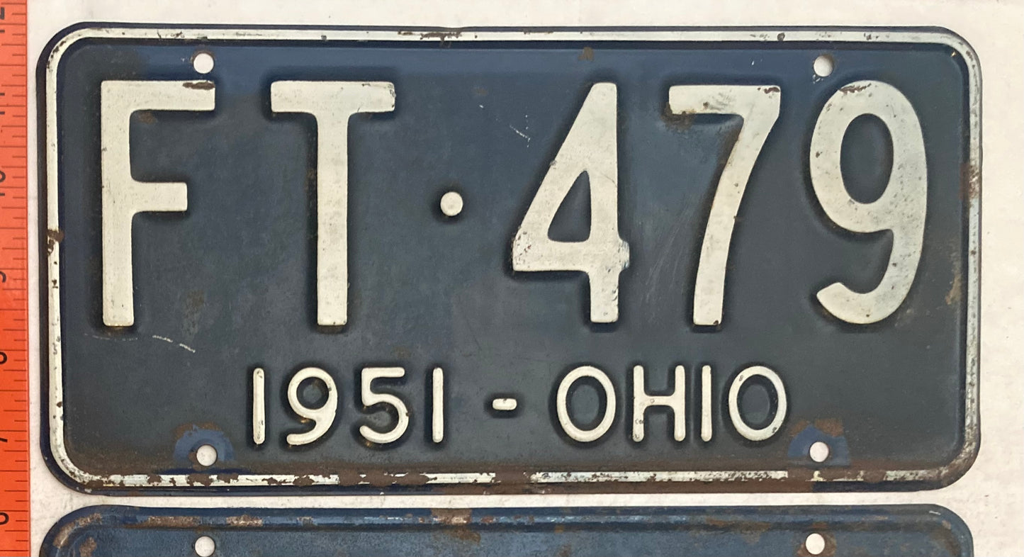 1951 Ohio #FT-479 Passenger License Plate (Pair)