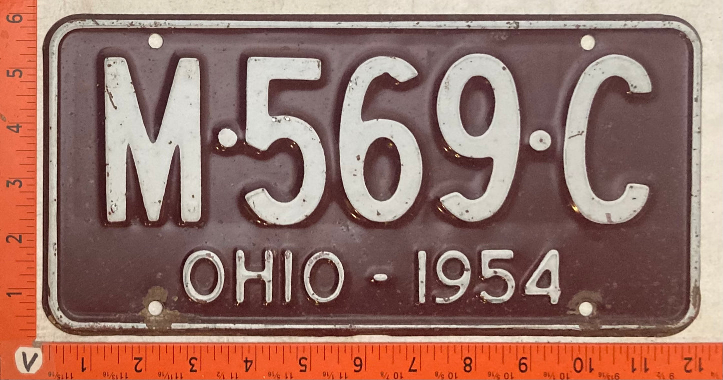 1954 Ohio #M-569-C Passenger License Plate
