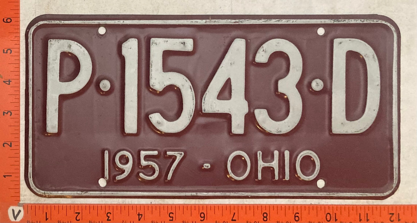 1957 Ohio #P-1543-D Passenger License Plate
