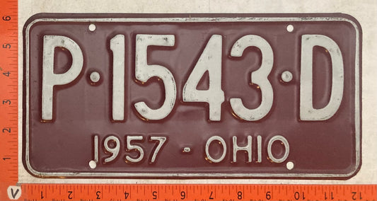 1957 Ohio #P-1543-D Passenger License Plate