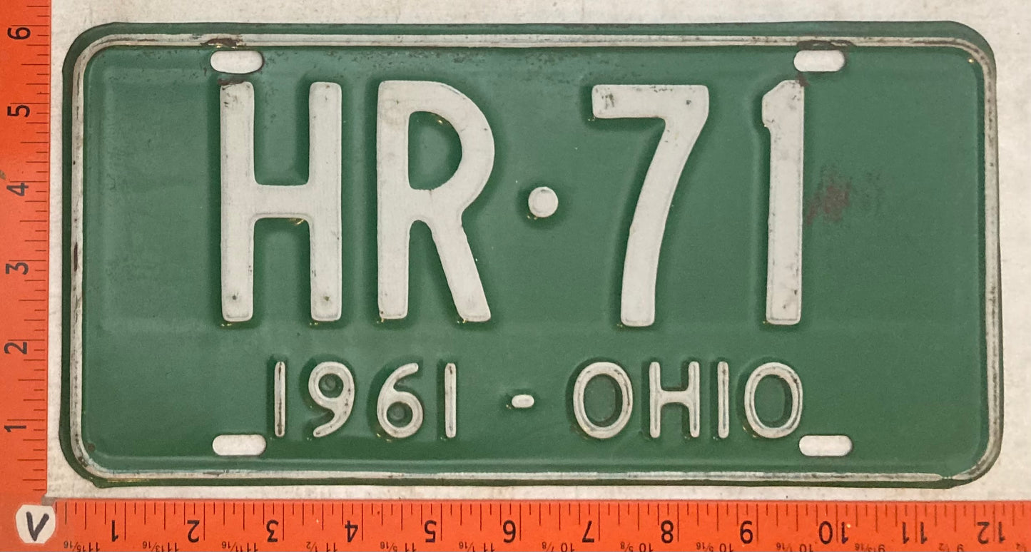 1961 Ohio #HR-71 Passenger License Plate