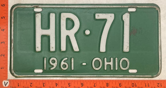 1961 Ohio #HR-71 Passenger License Plate