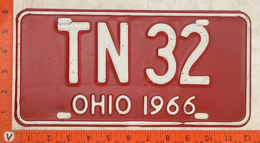 1966 Ohio #TN 32 Passenger License Plate