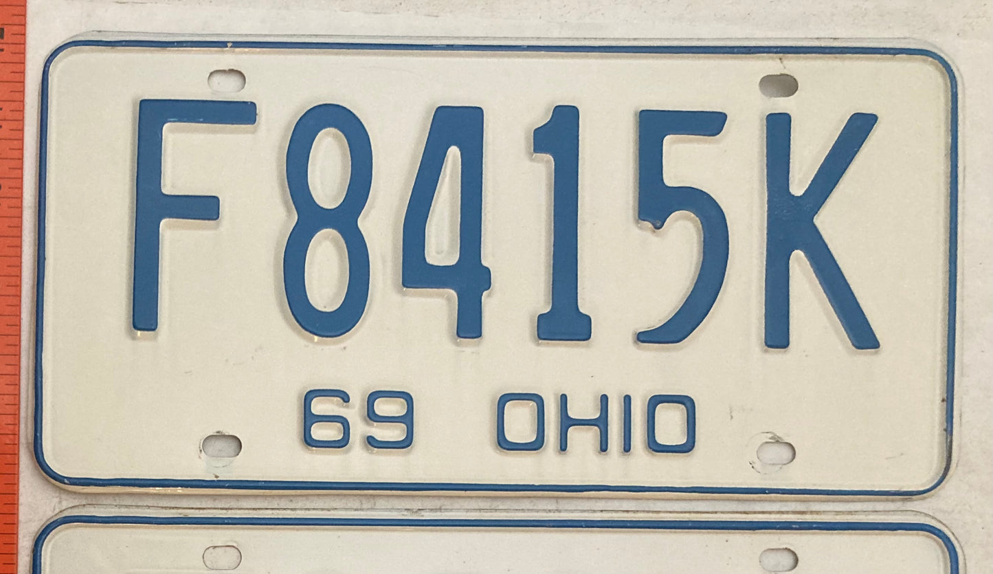 1969 Ohio #F8415K Passenger License Plate (Pair)