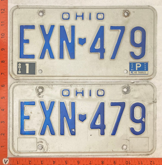 1981 Ohio #EXN 479 Passenger License Plate (Pair)