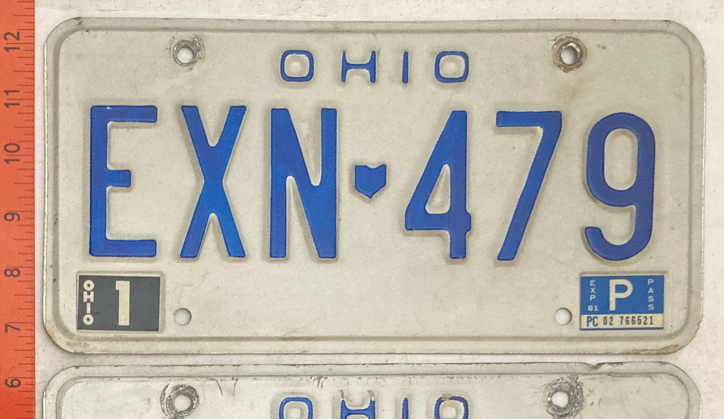 1981 Ohio #EXN 479 Passenger License Plate (Pair)