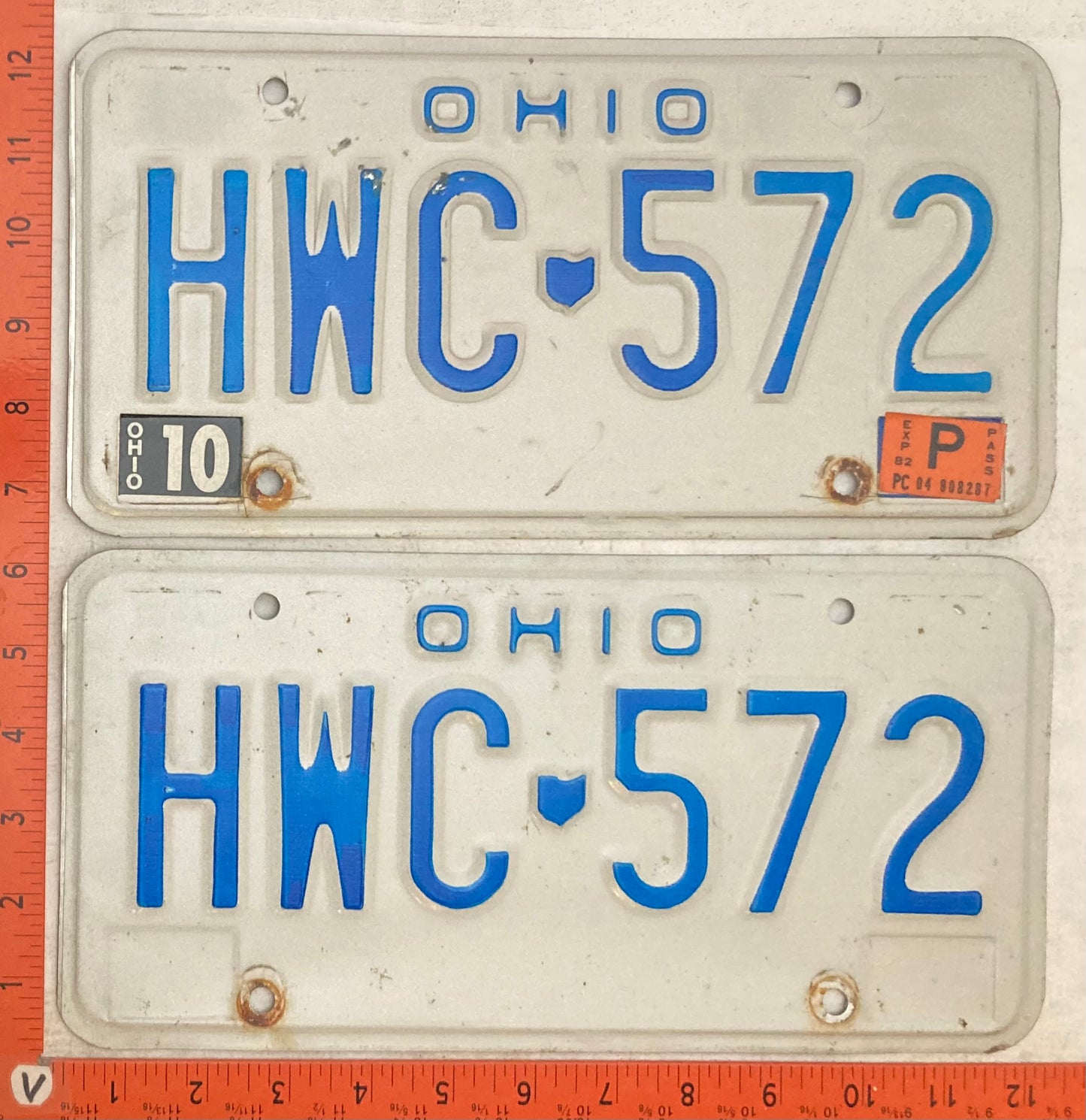 1982 Ohio #HWC 572 Passenger License Plate (Pair)