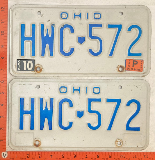 1982 Ohio #HWC 572 Passenger License Plate (Pair)