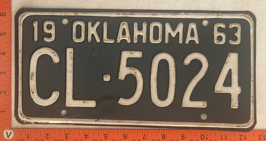 1963 Oklahoma #CL-5024 Passenger License Plate