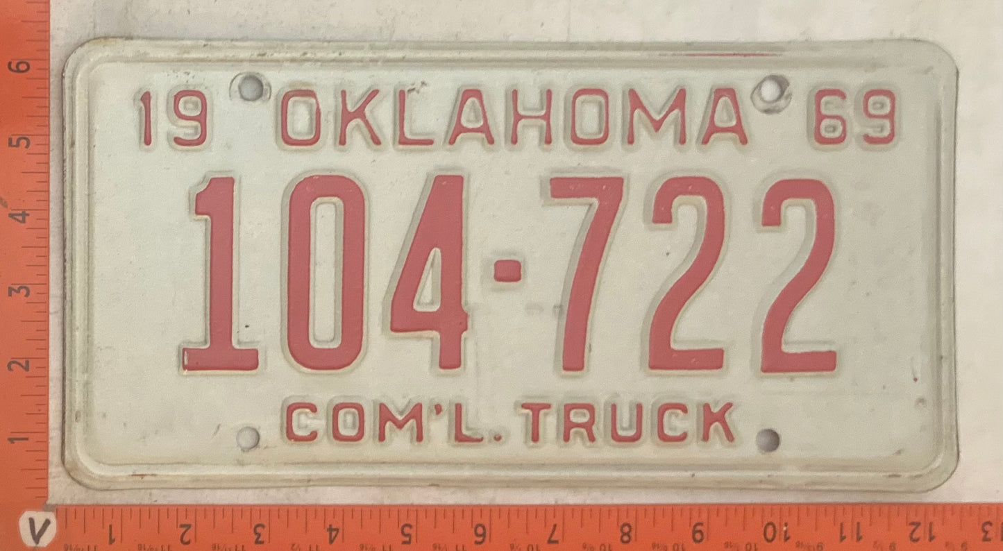 1969 Oklahoma #104-722 Commercial Truck License Plate
