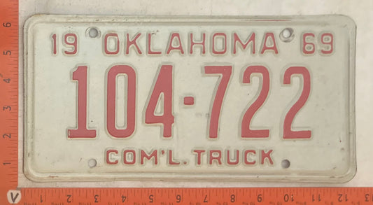 1969 Oklahoma #104-722 Commercial Truck License Plate
