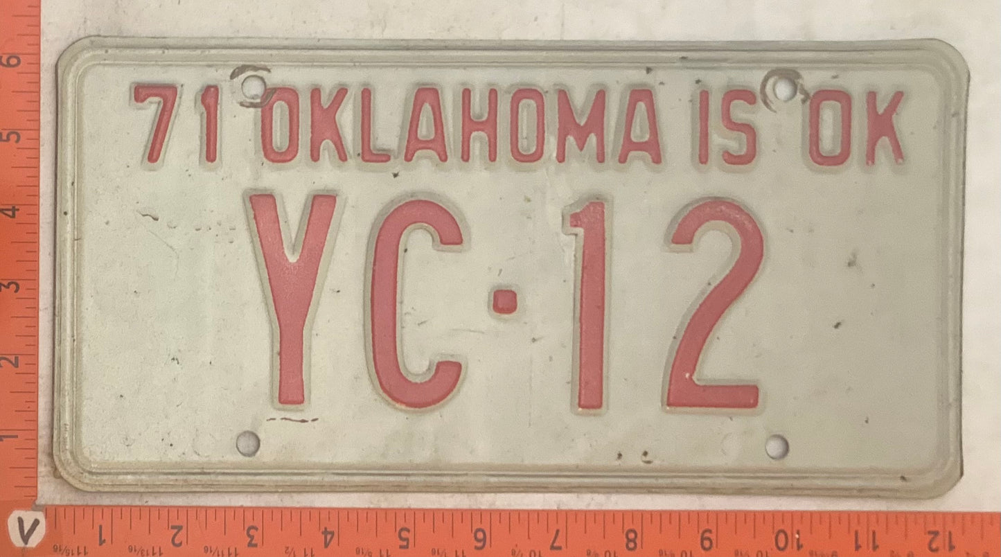 1971 Oklahoma #YC-12 Passenger License Plate
