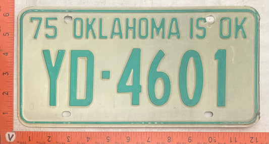 1975 Oklahoma #YD-4601 Passenger License Plate
