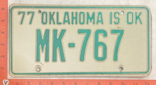 1977 Oklahoma #MK-767 Passenger License Plate