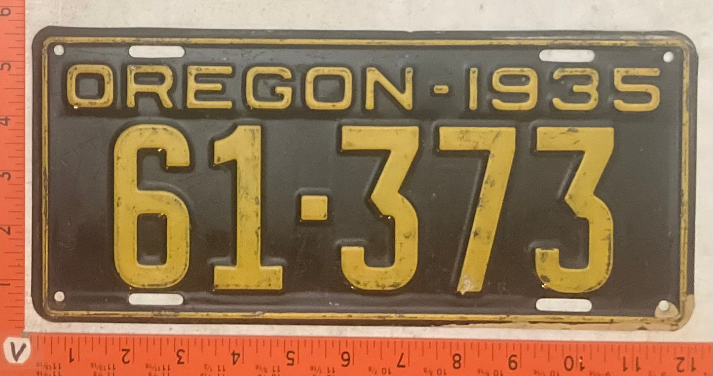 1935 Oregon #61-373 Passenger License Plate